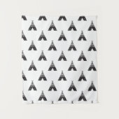 Schwarzweiss. Teepee-Muster Wandteppich (Vorderseite)