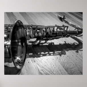 Schwarzweiss-Tenorsaxofon Poster
