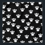 Schwarzweiss-Tiertatzen-Druck-Muster Halstuch<br><div class="desc">Weißes Tatzendruckmuster auf einem schwarzen Hintergrund.</div>