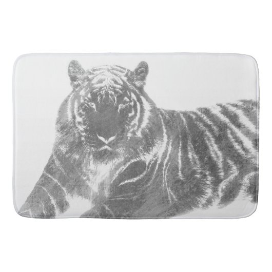 Schwarzweiß-Tiger Badematte (Vorderseite)