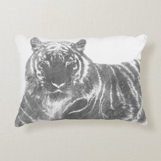 Schwarzweiß-Tiger Dekokissen (Vorderseite)