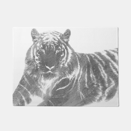 Schwarzweiß-Tiger Fußmatte (Vorderseite)
