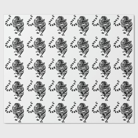 Schwarzweiss-Tiger Geschenkpapier (Flach)