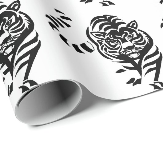 Schwarzweiss-Tiger Geschenkpapier (Rolleneckpunkt)