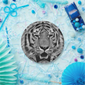 Schwarzweiss-Tiger-Gesicht Pappteller (Party)