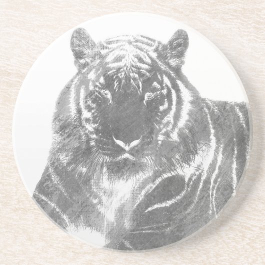 Schwarzweiß-Tiger Getränkeuntersetzer (Vorne)