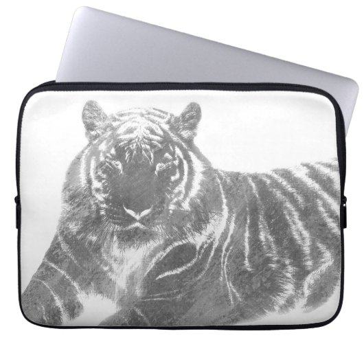 Schwarzweiß-Tiger Laptopschutzhülle (Vorderseite)