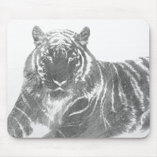 Schwarzweiß-Tiger Mousepad (Vorne)