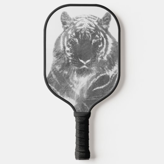 Schwarzweiß-Tiger Pickleball Schläger (Vorderseite)