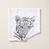 Schwarzweiss-Tiger-Porträt Badhandtuch Set (Waschlappen)