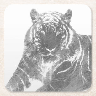 Schwarzweiß-Tiger Rechteckiger Pappuntersetzer