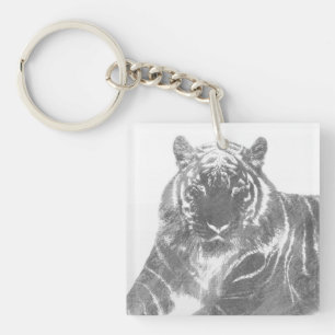 Schwarzweiß-Tiger Schlüsselanhänger