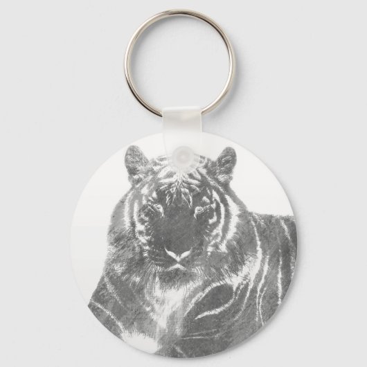 Schwarzweiß-Tiger Schlüsselanhänger (Vorderseite)