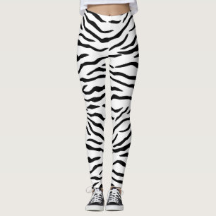 Schwarzweiss-Tiger-Streifen Leggings
