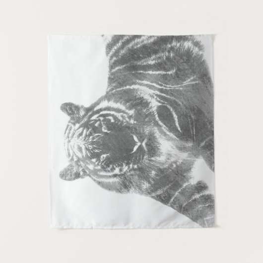 Schwarzweiß-Tiger Wandteppich (Vorderseite)