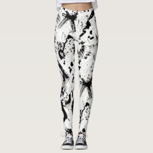 Schwarzweiss-Tinten-Spritzer-abstrakte Kunst Leggings