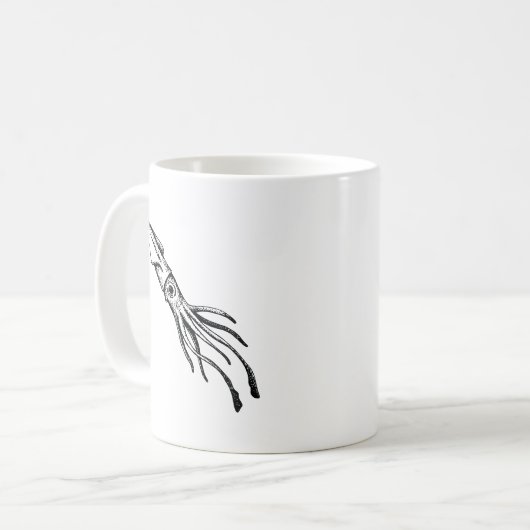 Schwarzweiss-Tintenfisch-Tasse Kaffeetasse (Vorderseite Links)