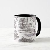 Schwarzweiss-Toile Druck-Kaffee-Tasse Tasse (VorderseiteRechts)