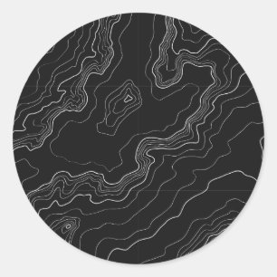 Schwarzweiss-Topographiekarte Runder Aufkleber