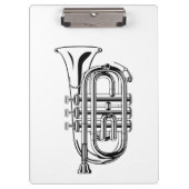 Schwarzweiss-Trompete-Skizze-Musikinstrument Klemmbrett (Vorderseite)