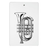 Schwarzweiss-Trompete-Skizze-Musikinstrument Mini Klemmbrett (Rückseite)
