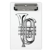Schwarzweiss-Trompete-Skizze-Musikinstrument Mini Klemmbrett (Vorderseite)