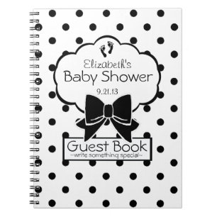 Schwarzweiss-Tupfen-Babyparty-Gast-Buch Notizblock