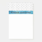 Schwarzweiss-Tupfen-Blau-Aquarell Post-it Klebezettel (Vorderseite)