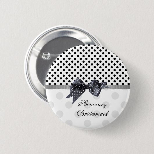 Schwarzweiss-Tupfen, der EhrenBridesm Wedding ist Button (Vorne & Hinten)