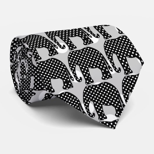 Schwarzweiss-Tupfen-Elefant Krawatte (Gerollt)