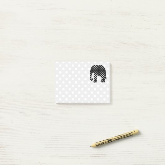 Schwarzweiss-Tupfen-Elefant Post-it Klebezettel (Auf Schreibtisch)