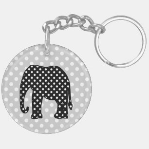 Schwarzweiss-Tupfen-Elefant Schlüsselanhänger