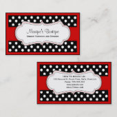 Schwarzweiss-Tupfen mit roten Visitenkarten Visitenkarte (Vorne/Hinten)