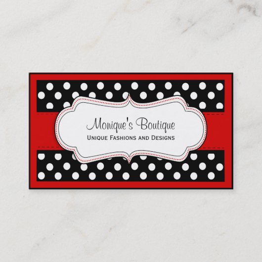 Schwarzweiss-Tupfen mit roten Visitenkarten Visitenkarte (Vorderseite)