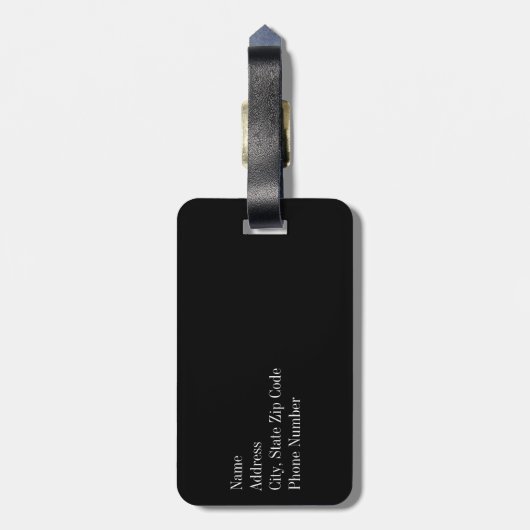 Schwarzweiss-Tupfen-Monogramm Gepäckanhänger (Rückseite vertikal)