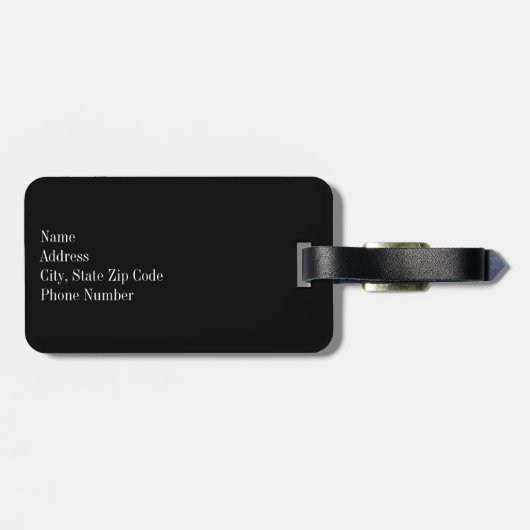 Schwarzweiss-Tupfen-Monogramm Gepäckanhänger (Rückseite horizontal)