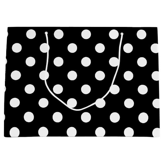 Schwarzweiss-Tupfen-Muster Große Geschenktüte (Vorderseite)