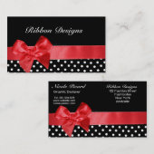 Schwarzweiss-Tupfen u. rote Bandgraphik Visitenkarte (Vorne/Hinten)