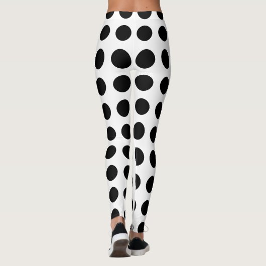 Schwarzweiss-Tupfen-Yoga-Hosen Leggings (Rückseite)