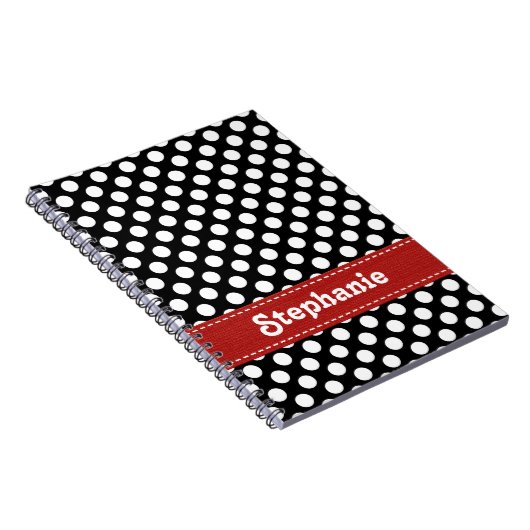 Schwarzweiss-Tupfen-Zeitschriften-gewundenes Notizblock (Rechte Seite)