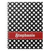 Schwarzweiss-Tupfen-Zeitschriften-gewundenes Notizblock (Vorderseite)