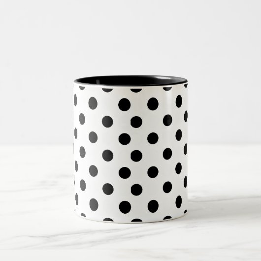 Schwarzweiss-Tupfen Zweifarbige Tasse (Mittel)