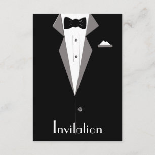 Schwarzweiss-Tuxedo-Anzugs-Kunst-Einladungs-Karte Einladung