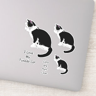 Schwarzweiss-Tuxedo-Katzen-Aufkleber-Set Aufkleber