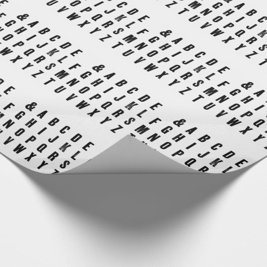 Schwarzweiss-Typografie Geschenkpapier (Ecke)