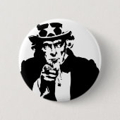 Schwarzweiss-Uncle Sam Ikone Button (Vorderseite)