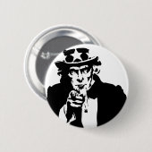 Schwarzweiss-Uncle Sam Ikone Button (Vorne & Hinten)