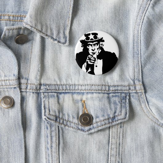 Schwarzweiss-Uncle Sam Ikone Button (Beispiel)