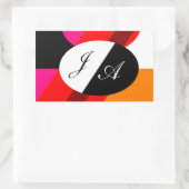 Schwarzweiß und Rot, mit Monogramm Rechteckiger Aufkleber (Tasche)