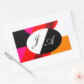 Schwarzweiß und Rot, mit Monogramm Rechteckiger Aufkleber (Umschlag)